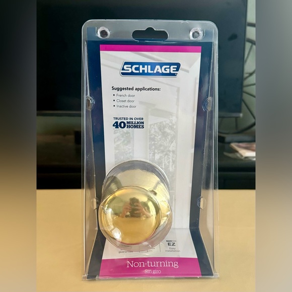 3 Schlage Bright Brass Door Handles - non-turning. Never used & in original box - Picture 7 of 10